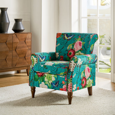 Charlton Home® Duward Floral Upholstered Wingback Accent Chair